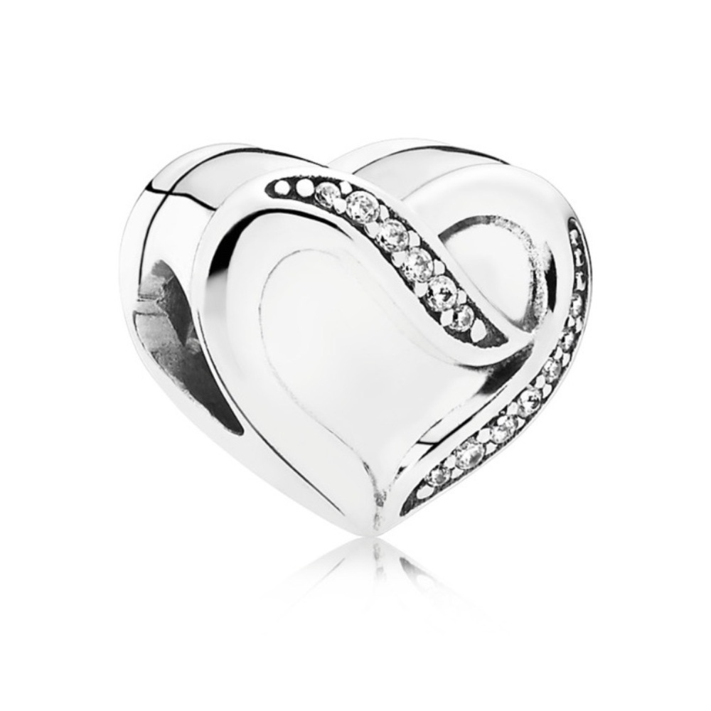 Authentic Pandora Retired Ribbon of Love Clear CZ S925 Ale Sterling Silver Charm